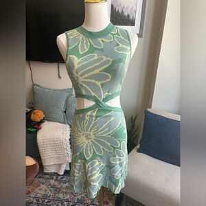 Vici Green and Yellow Floral Cutout Dress